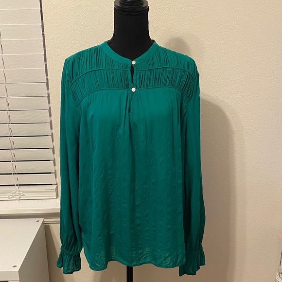 LOFT Emerald Green Long Sleeve Top - Picture 3 of 7